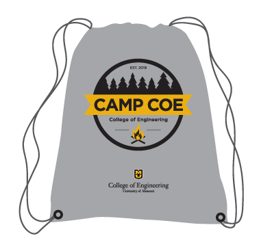 Promotional item example of a branded graphic being used with a unit signature on a drawstring bag.