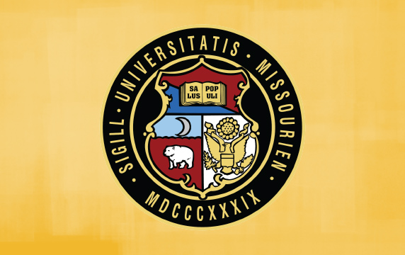 University of Missouri System seal on textured gold background