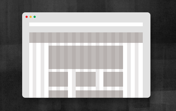 Black background with a vector illustration of a website wireframe.