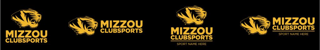 Graphic of the approved Mizzou Club Sports logos in one color.
