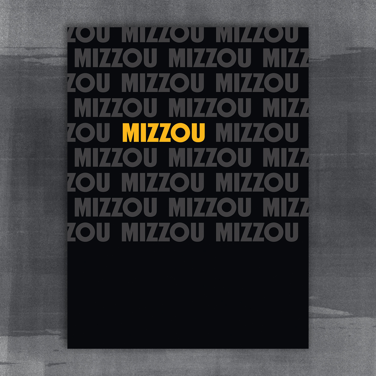 Branded 9x12 Pocket Folder. Black with grey and gold MIZZOU.