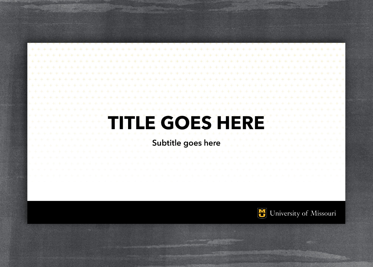 Powerpoint template with gold plus pattern background and black bar footer