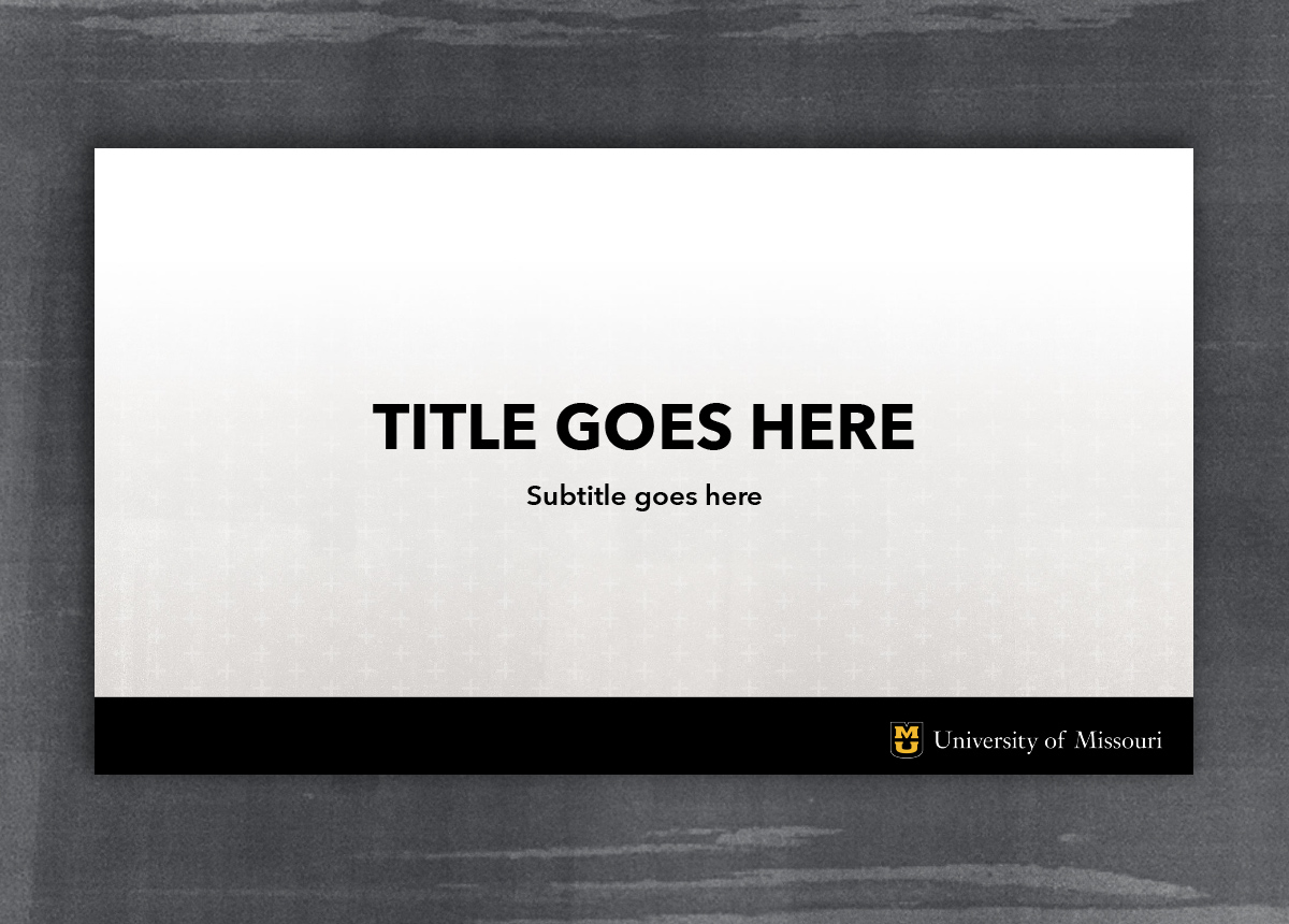 Powerpoint template with Grey gradient and white plus pattern background and black bar footer
