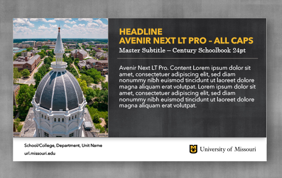 Fully Branded PPT Template with black textured background, white text, and gold headings.