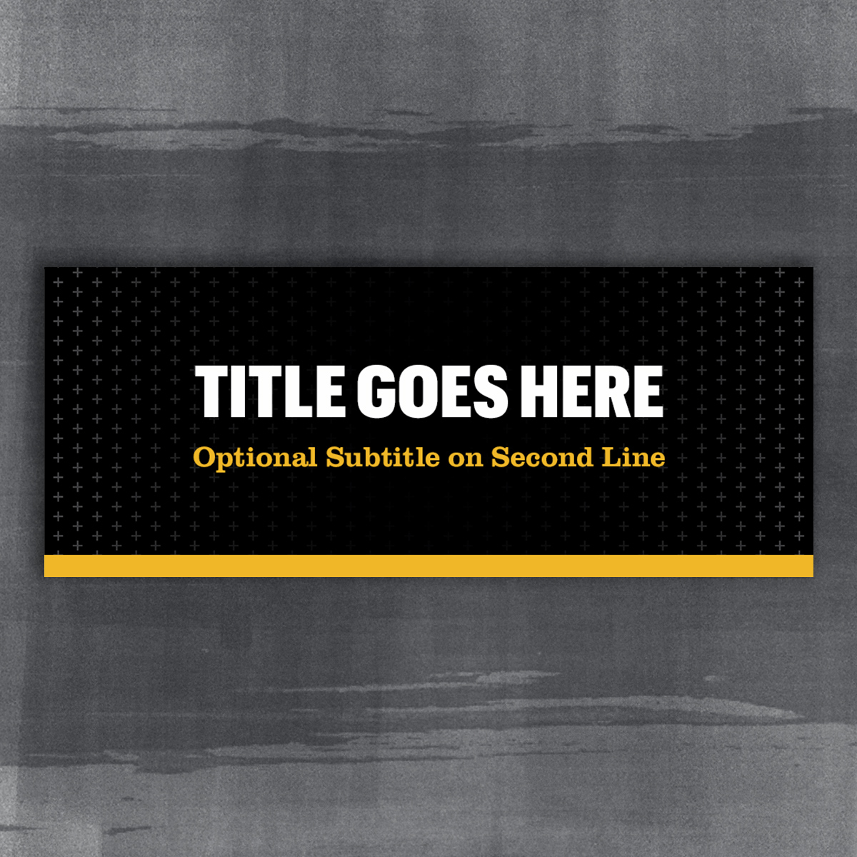 Email Header Mock-up-Black background with plus texture and gold bar footer. White and gold text