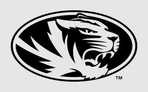 Athletic tiger head in black on white