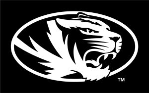 Athletic tiger head in white on black