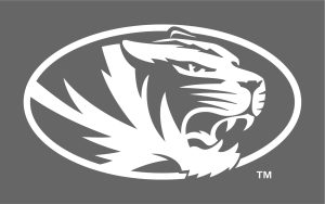 Athletic tiger head in white on gray