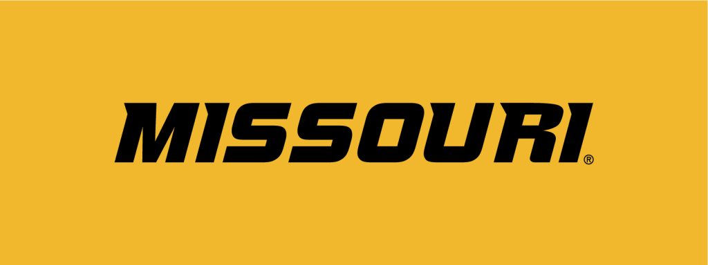 Black wordmark 'Missouri' on gold