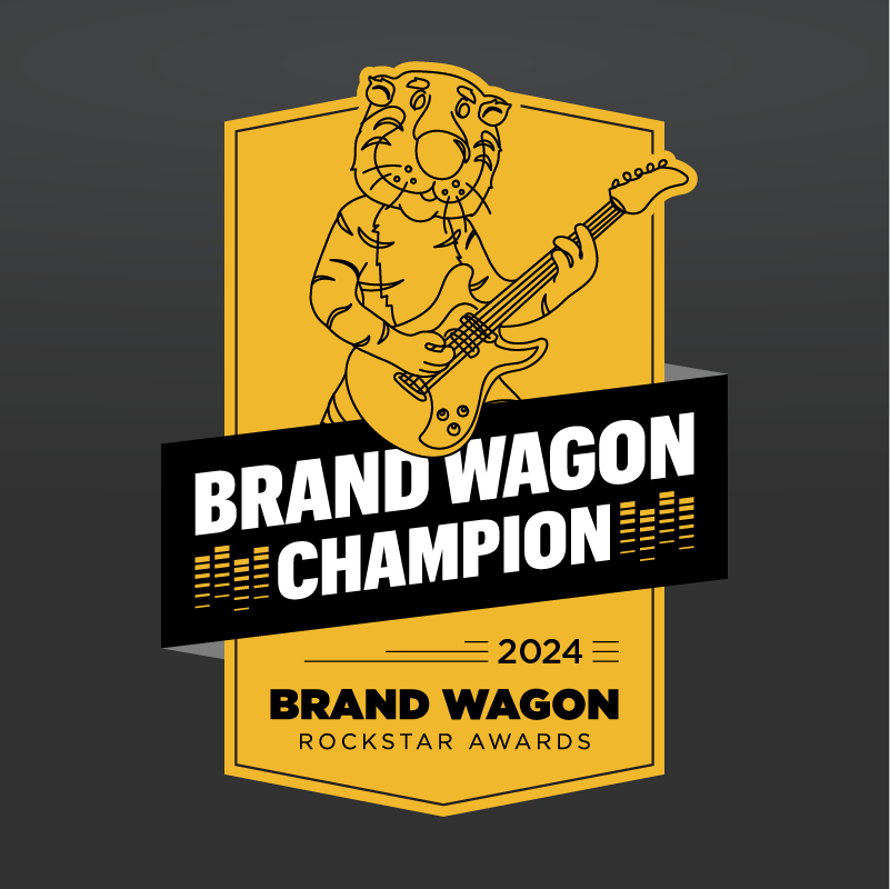 Brand Wagon award badge for brand champion.