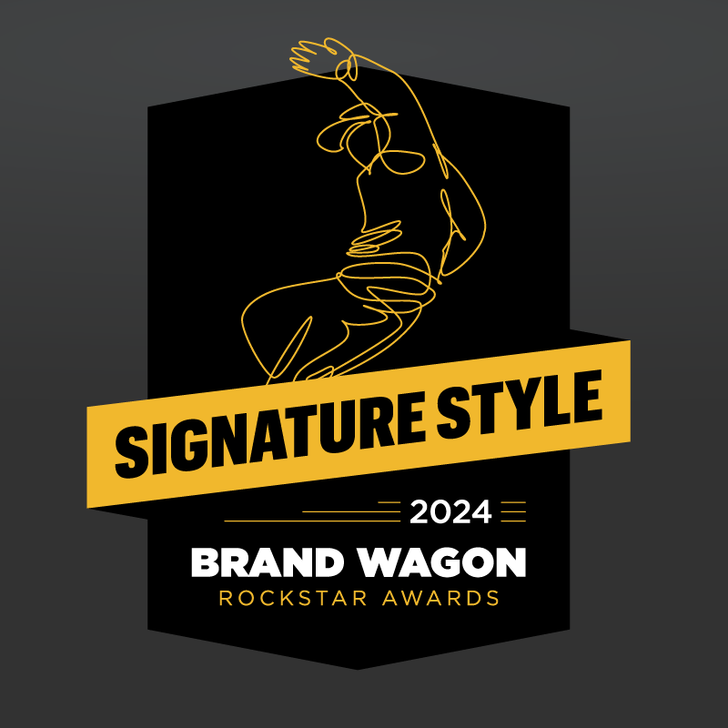 Brand Wagon award badge for signature style.