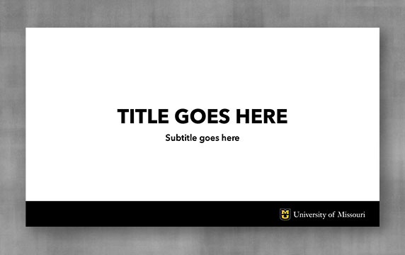 Basic Powerpoint template with white background and black bar footer