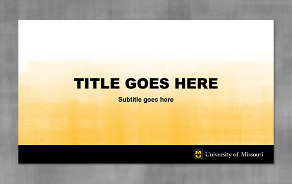PowerPoint template with gold burnished ink background and black bar footer